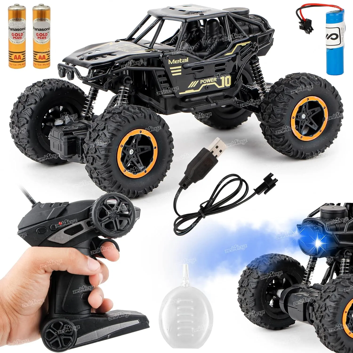 1:18 Mist Smoke Remote Control Car For Kids With Mist Smoke Effect 2 Wd Monster Truck Rock Crawler Climbing Rc Toy Vehicle Car