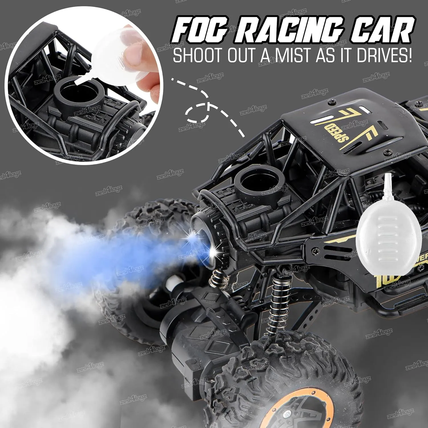 1:18 Mist Smoke Remote Control Car For Kids With Mist Smoke Effect 2 Wd Monster Truck Rock Crawler Climbing Rc Toy Vehicle Car