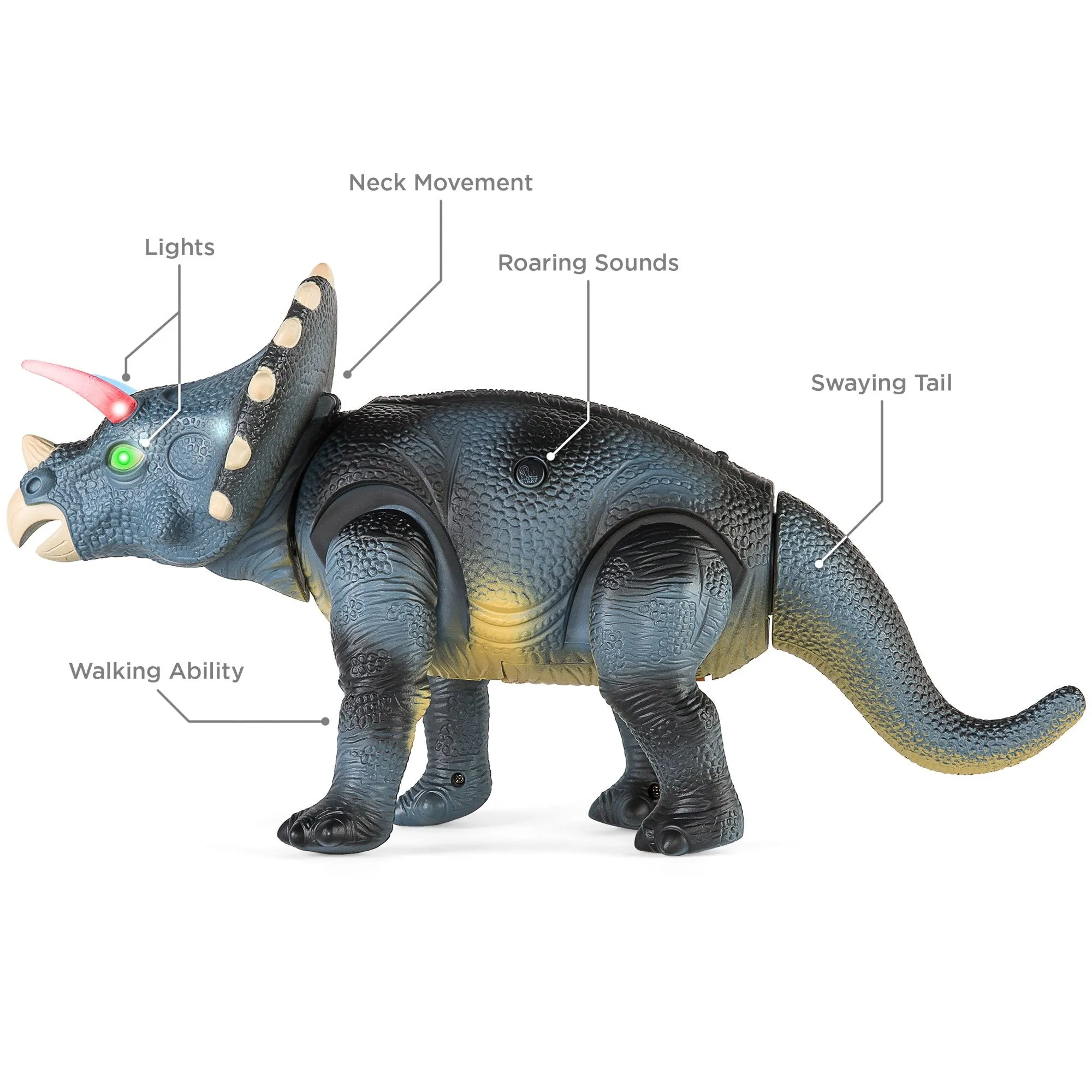 14.5in Kids Remote Control Walking Dinosaur Triceratops Toy Robot