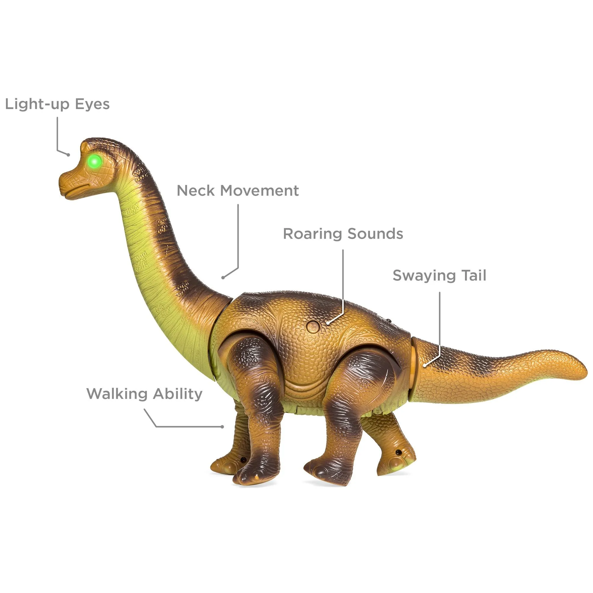 17.5in Kids Remote Control Stomping and Roaring Dinosaur Brachiosaurus Toy