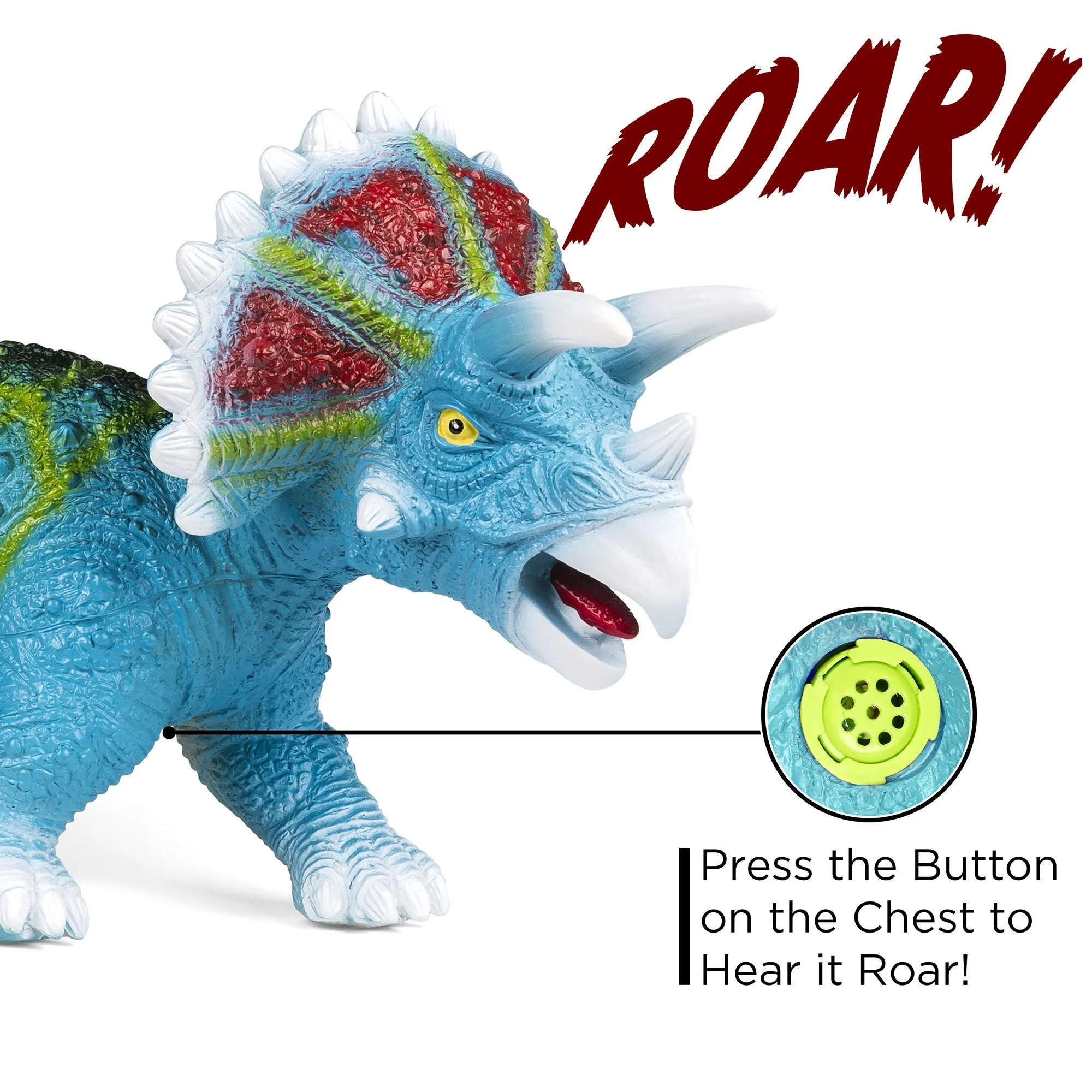 30in Realistic Roaring Triceratops Dinosaur Figurine Toy