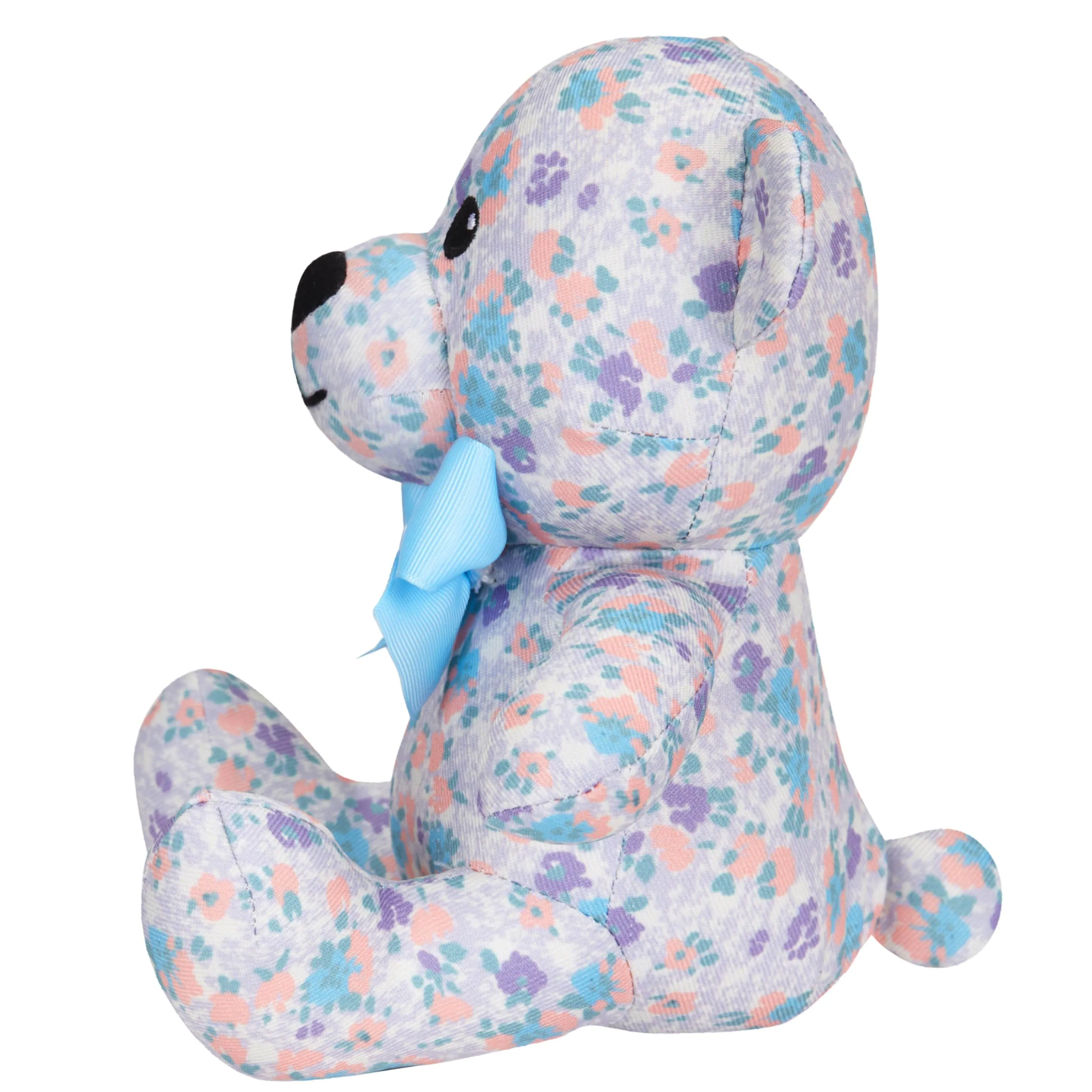 6" Lavender Floral Bear Dog Toy