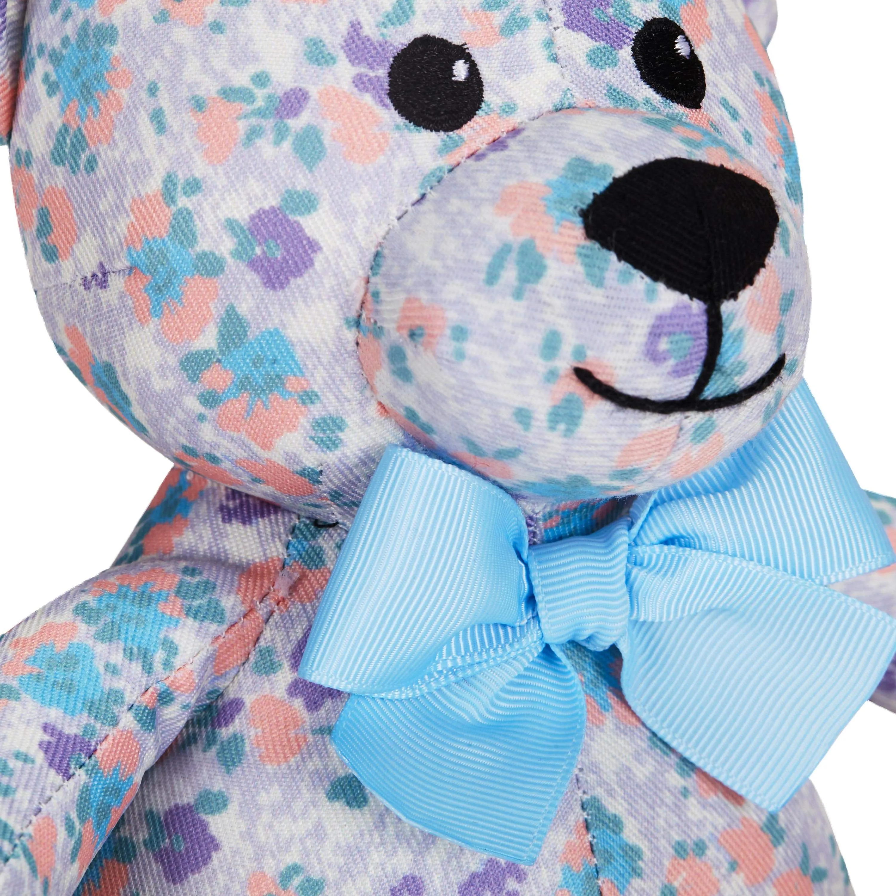 6" Lavender Floral Bear Dog Toy