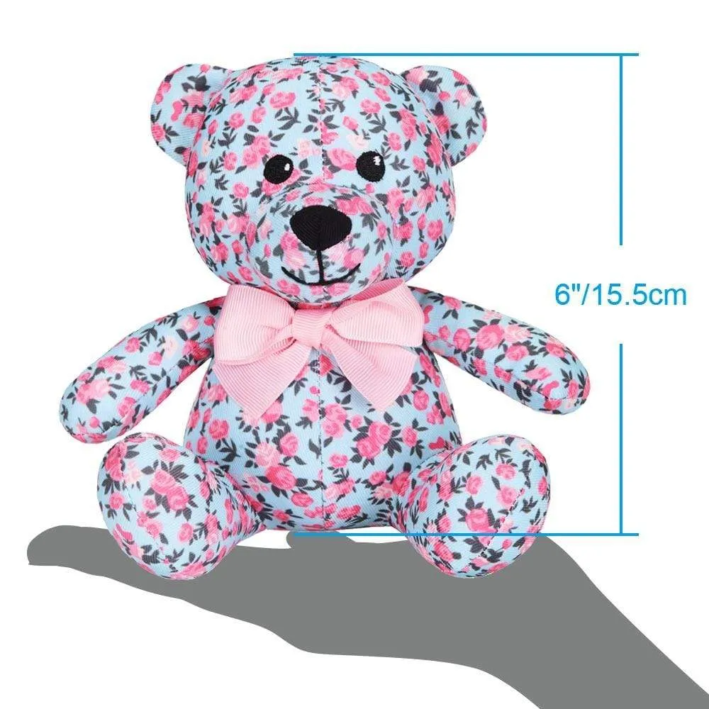 6" Light Blue Floral Bear Dog Toy