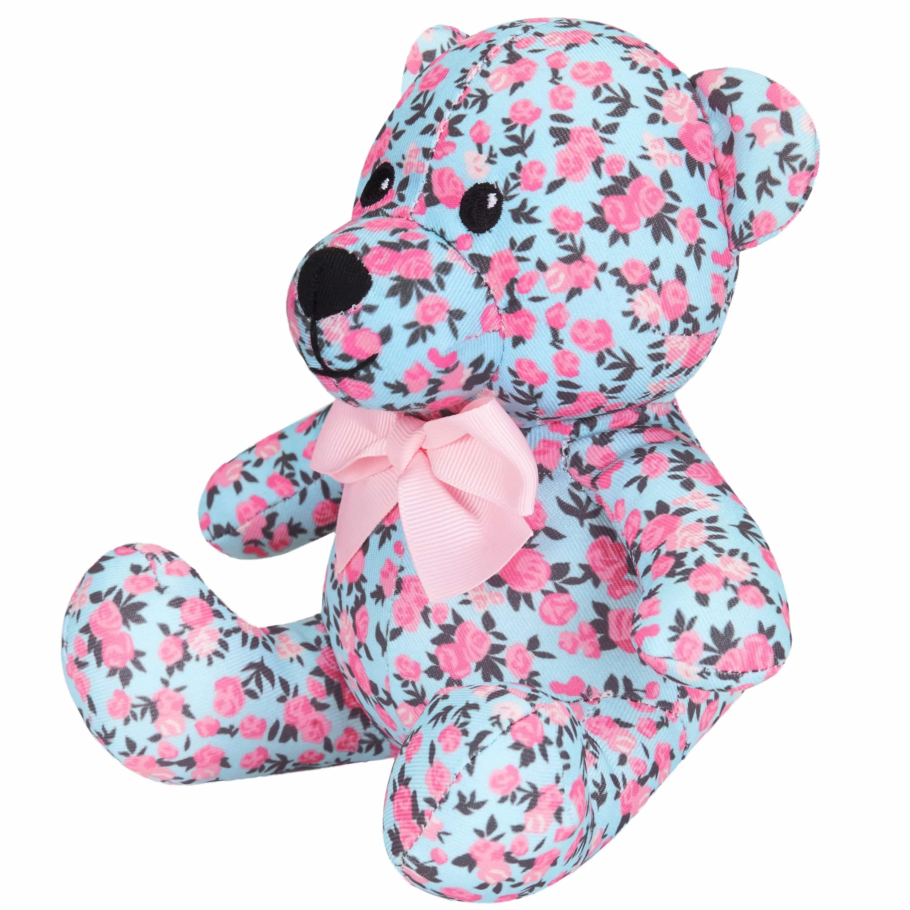 6" Light Blue Floral Bear Dog Toy