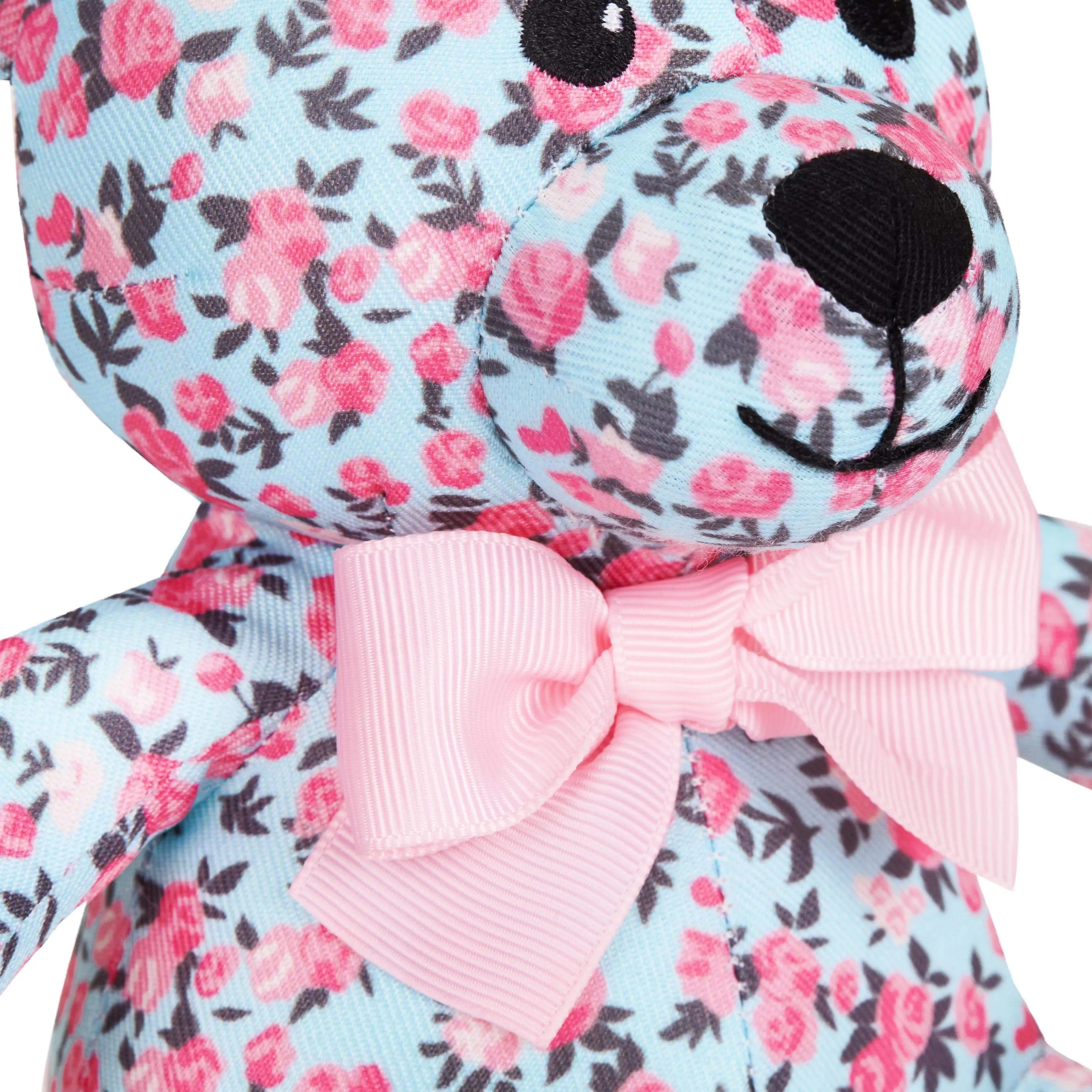 6" Light Blue Floral Bear Dog Toy