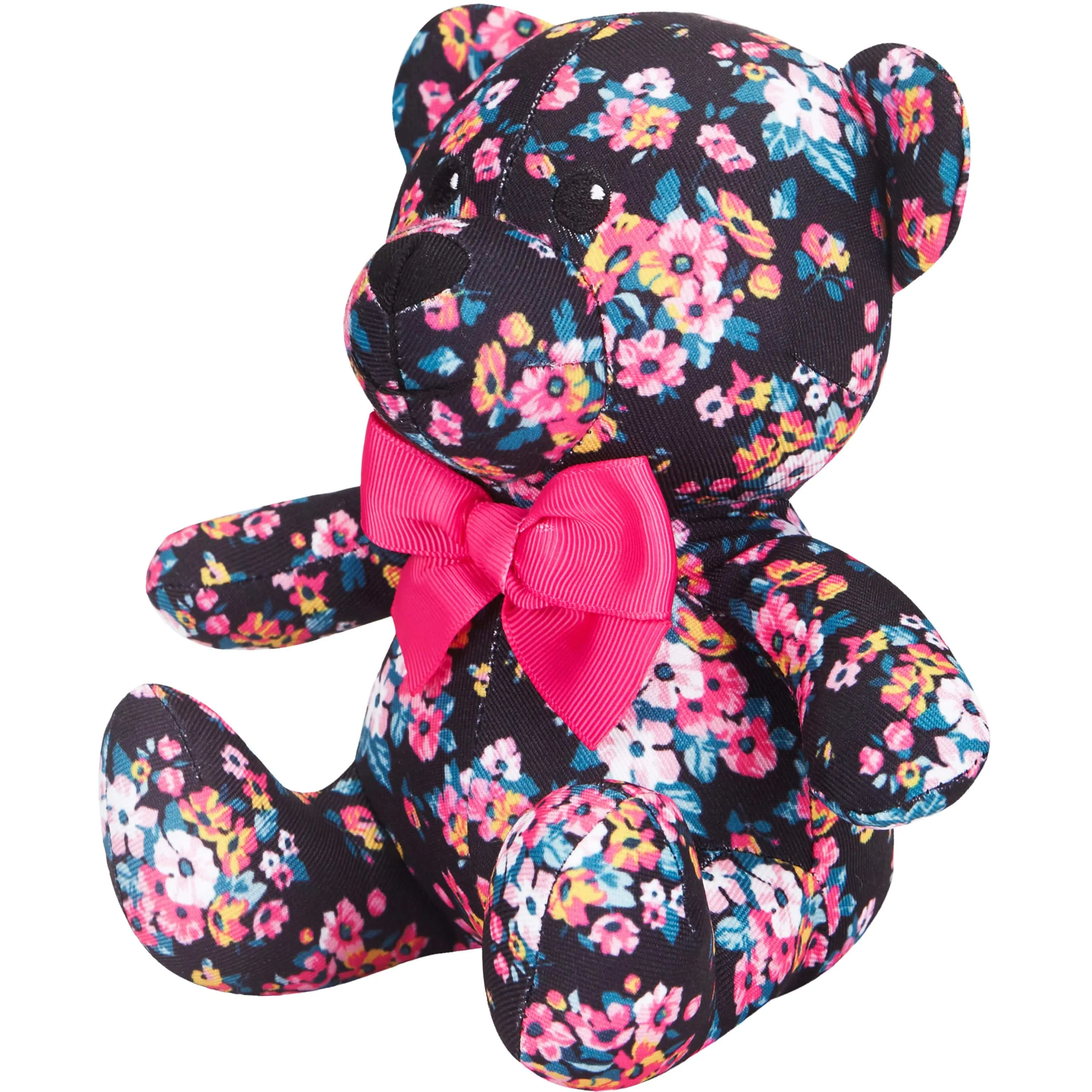 6" Sleek Black Floral Bear Dog Toy