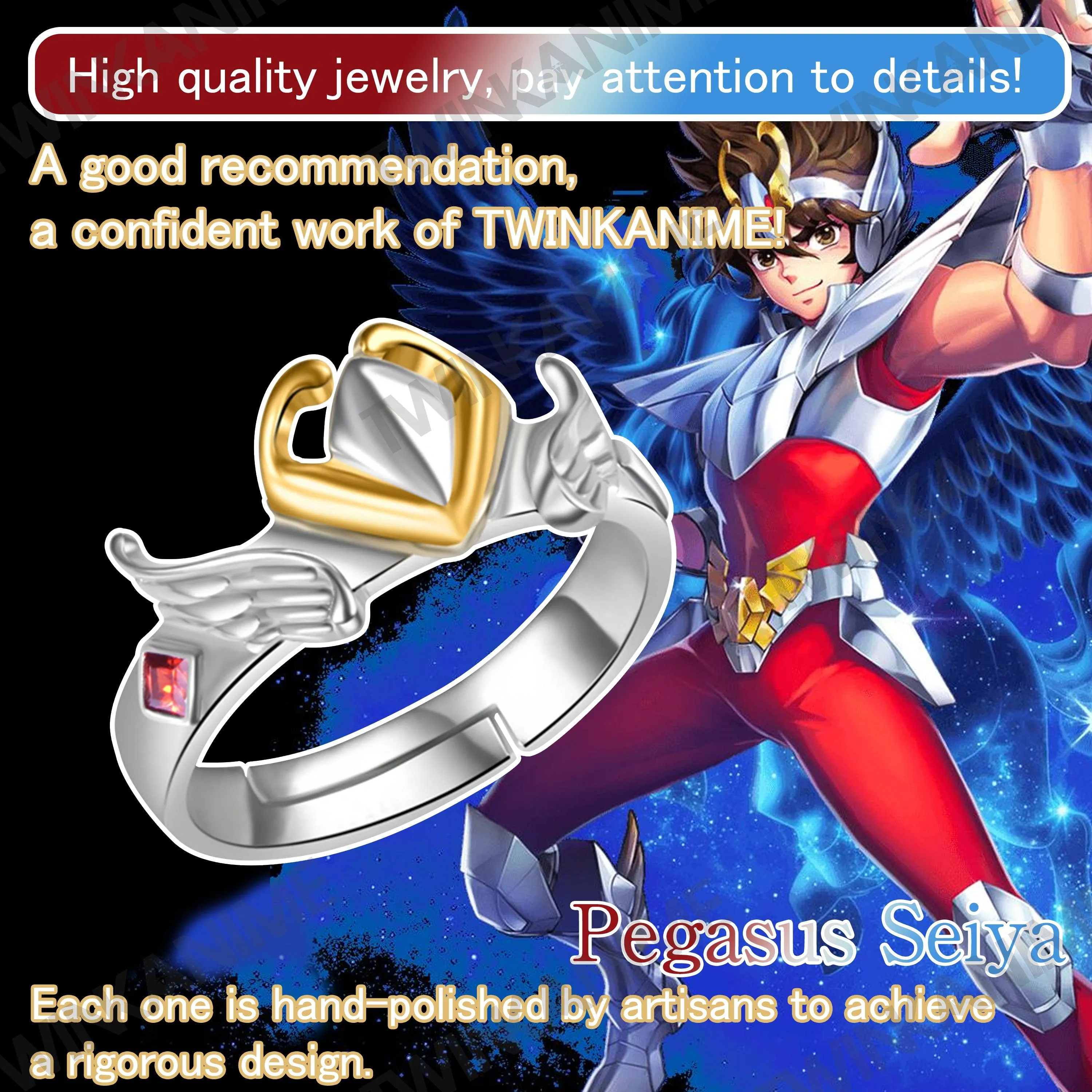 Adjustable Sagittarius Open Band Ring Inspired by Anime Saint Seiya