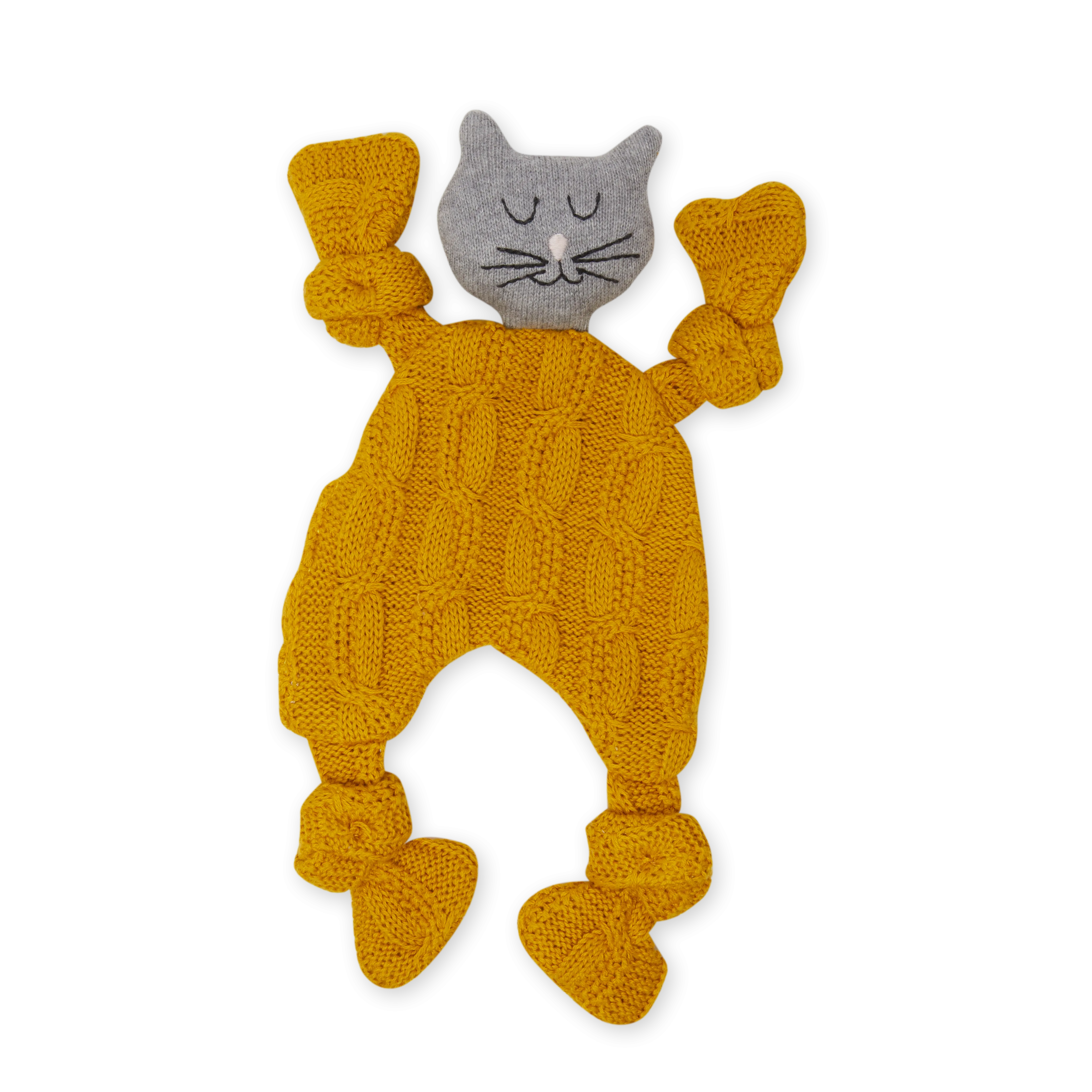 Baby Comforter Cuddle Cloth - Cat Cable Knit Citrus - Sophie Home