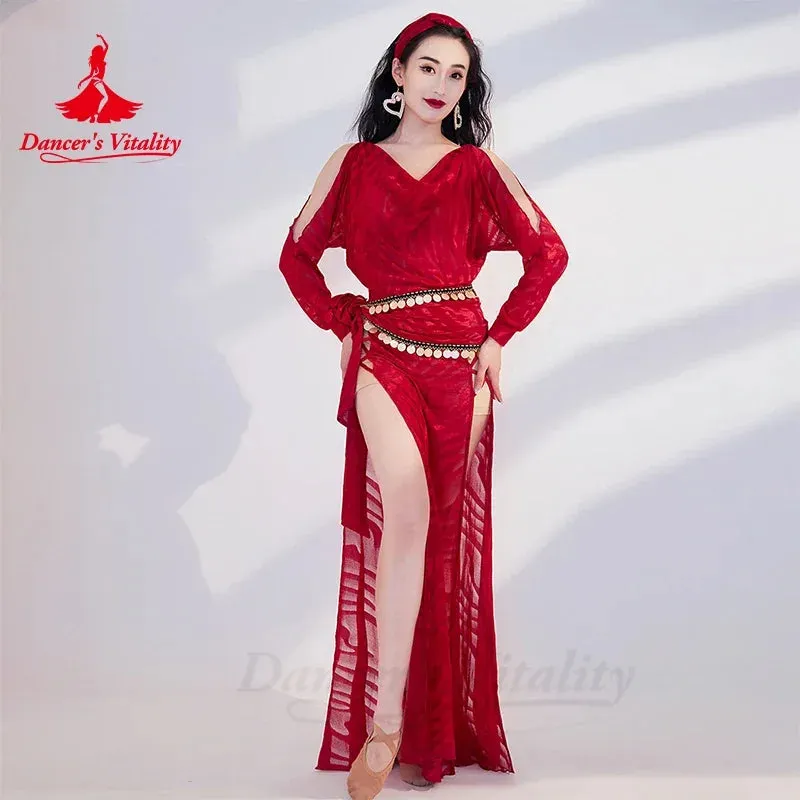 Belly Dance Costume Robe for Women Long Sleeves Shaabi Folk Dance Costume Baladi Training Clothes Girl's Bellydance Dresses