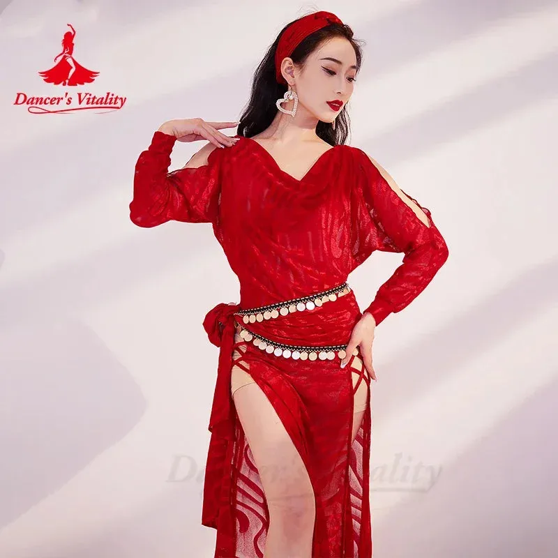 Belly Dance Costume Robe for Women Long Sleeves Shaabi Folk Dance Costume Baladi Training Clothes Girl's Bellydance Dresses