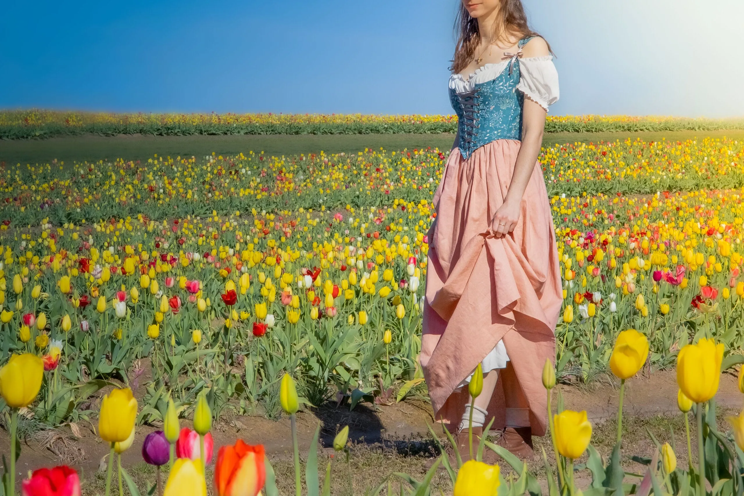 Blush Pink Linen Renaissance Skirt