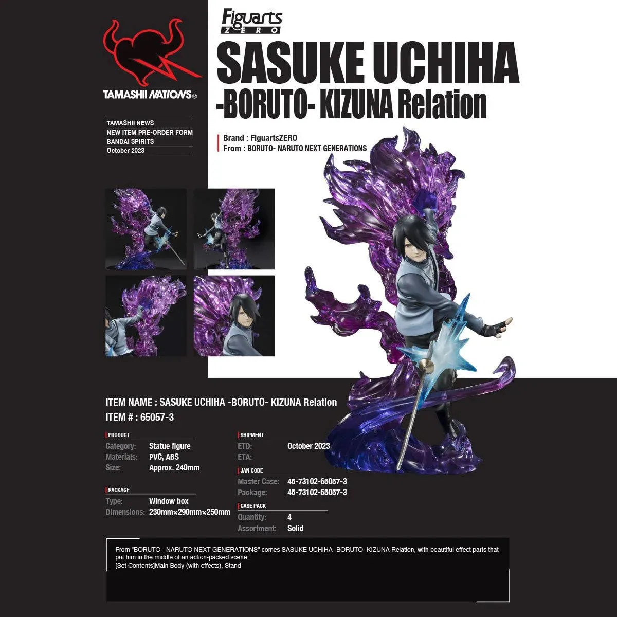 Boruto Naruto Next Generations Sasuke Uchiha Kizuna Relation FiguartsZERO Statue by Bandai