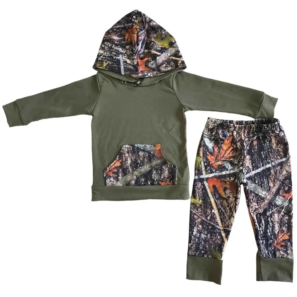 Boys Western Hooded Camo Loungewear Shirt & Pants Outfit to 14/16