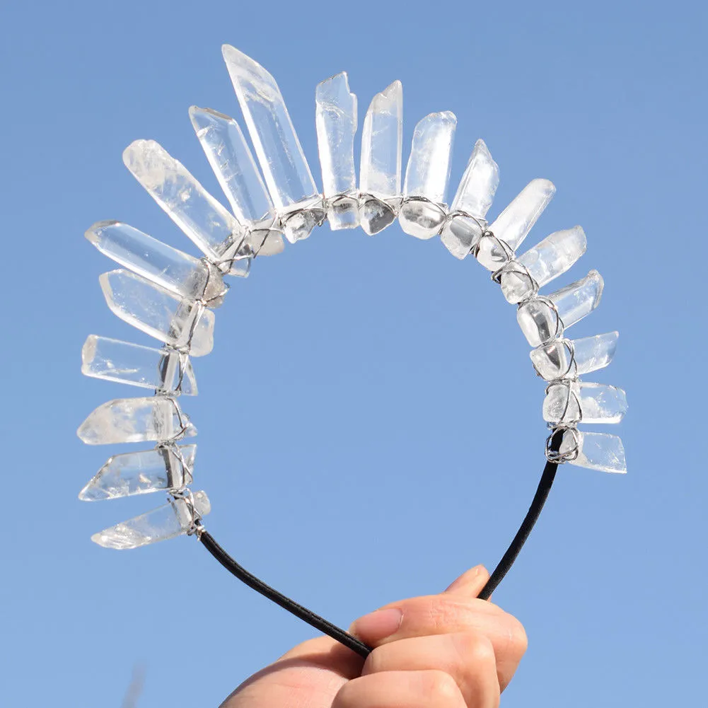 Crystal Crown Festival Goddess Hair Band Mermaid Wedding Bride Headpiece Clear Quartz For Free Spirited People