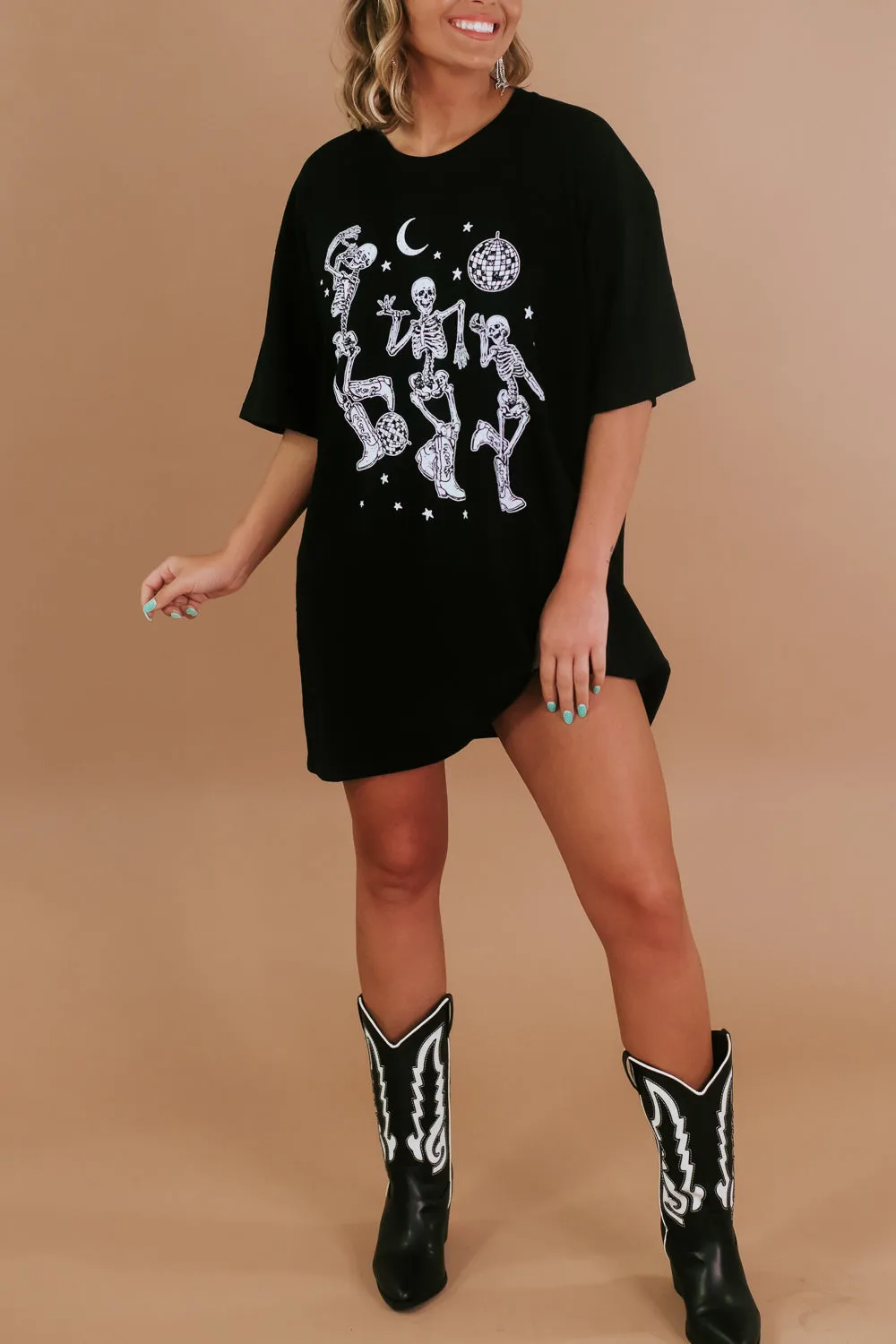 Dancing Cowboy Skeleton Tee, Black