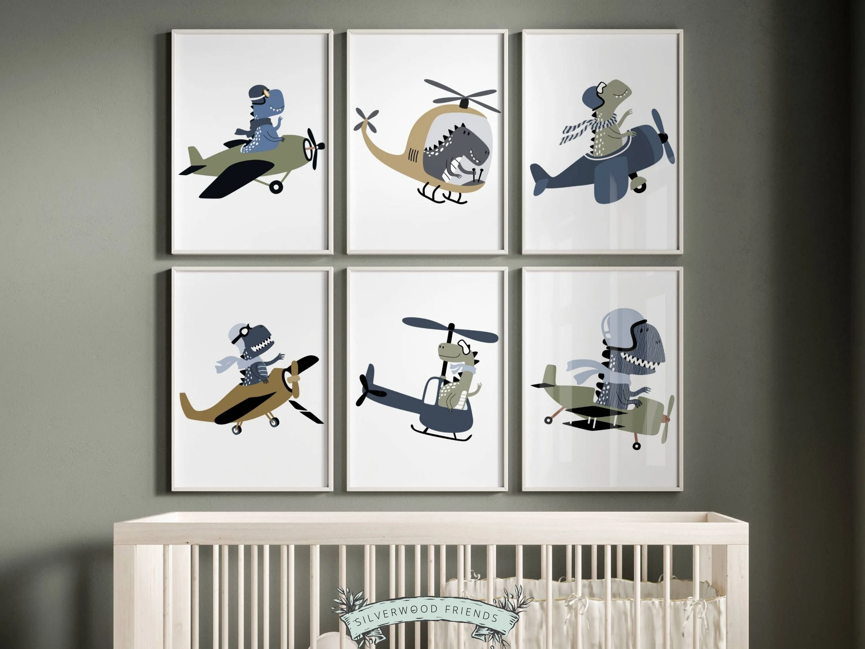 Dinosaur Airplane Nursery Print Set of 6