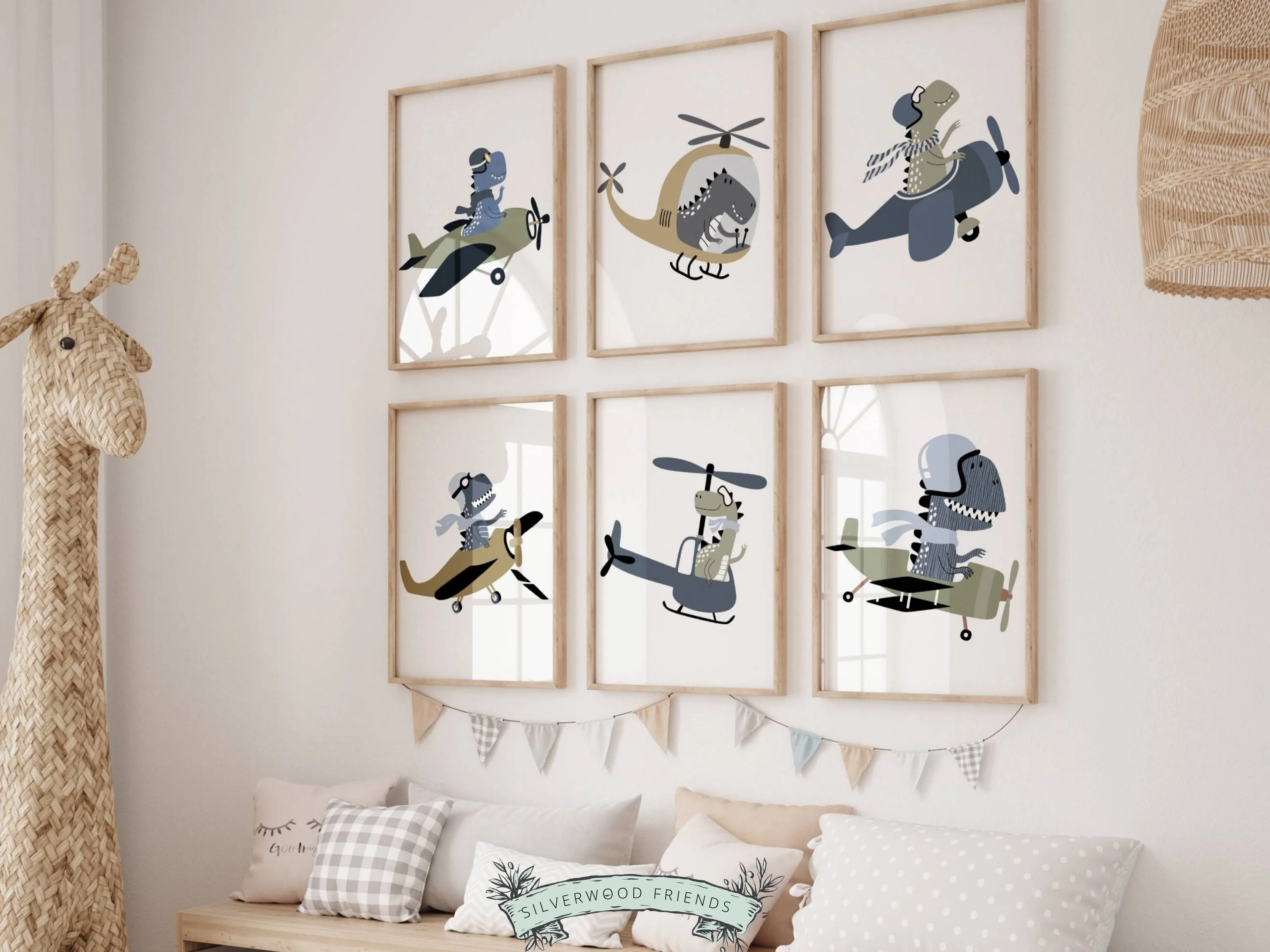 Dinosaur Airplane Nursery Print Set of 6