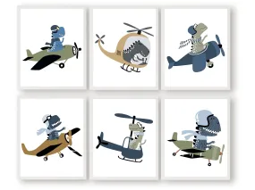 Dinosaur Airplane Nursery Print Set of 6