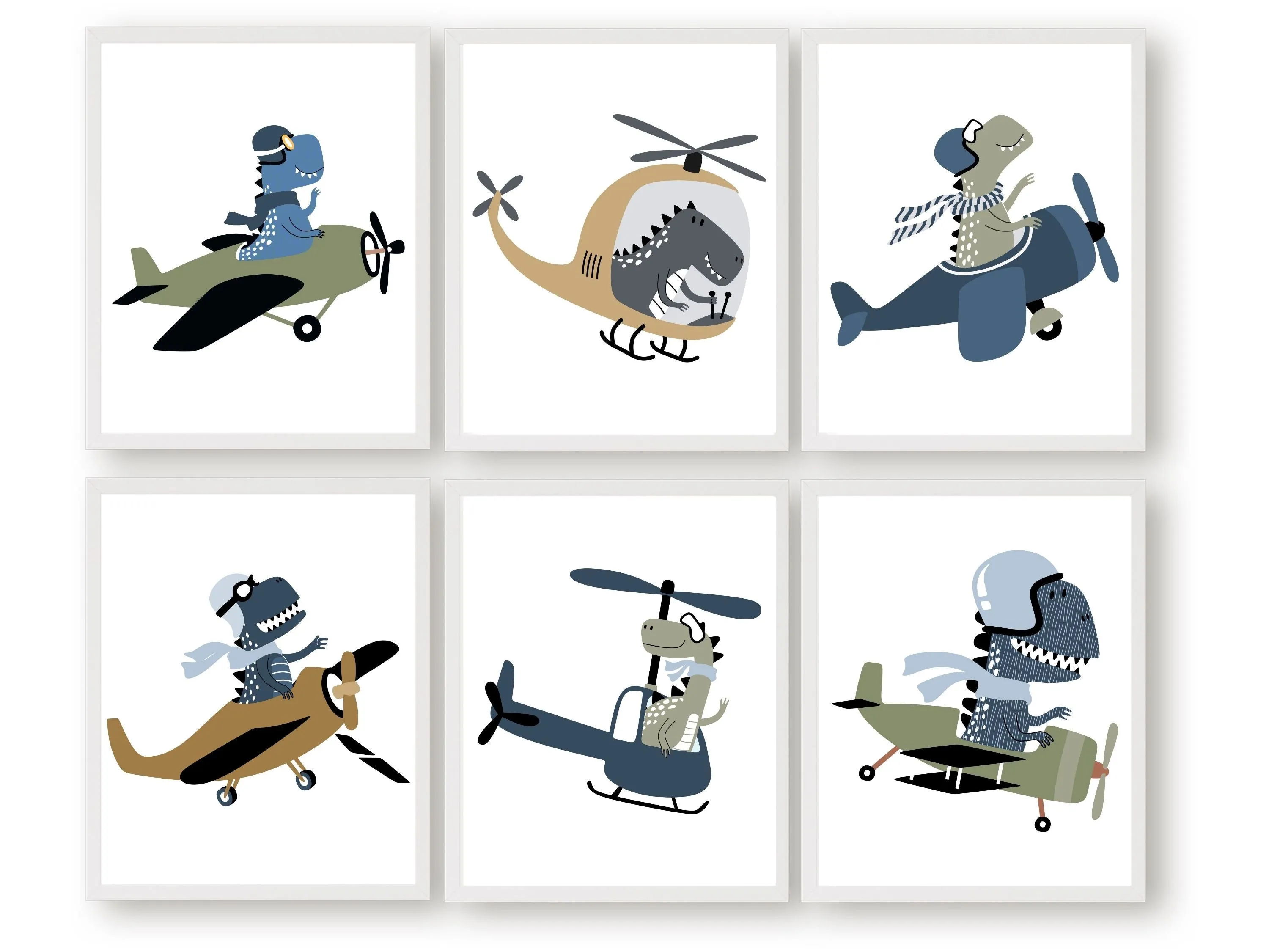 Dinosaur Airplane Nursery Print Set of 6