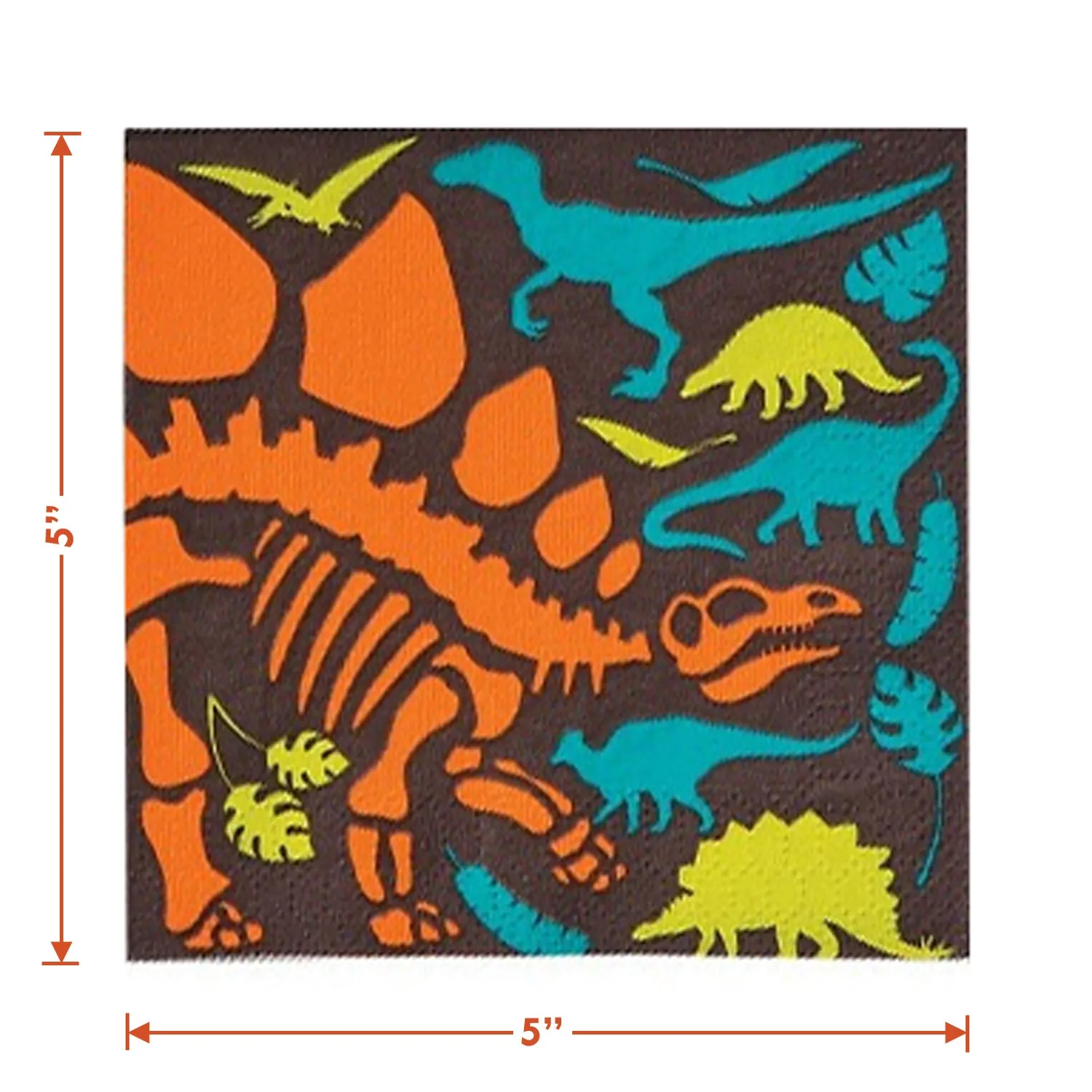 Dinosaur Party Supplies - Dino Dig Fossil Skeleton Paper Dessert Plates and Beverage Napkins (Serves 16)