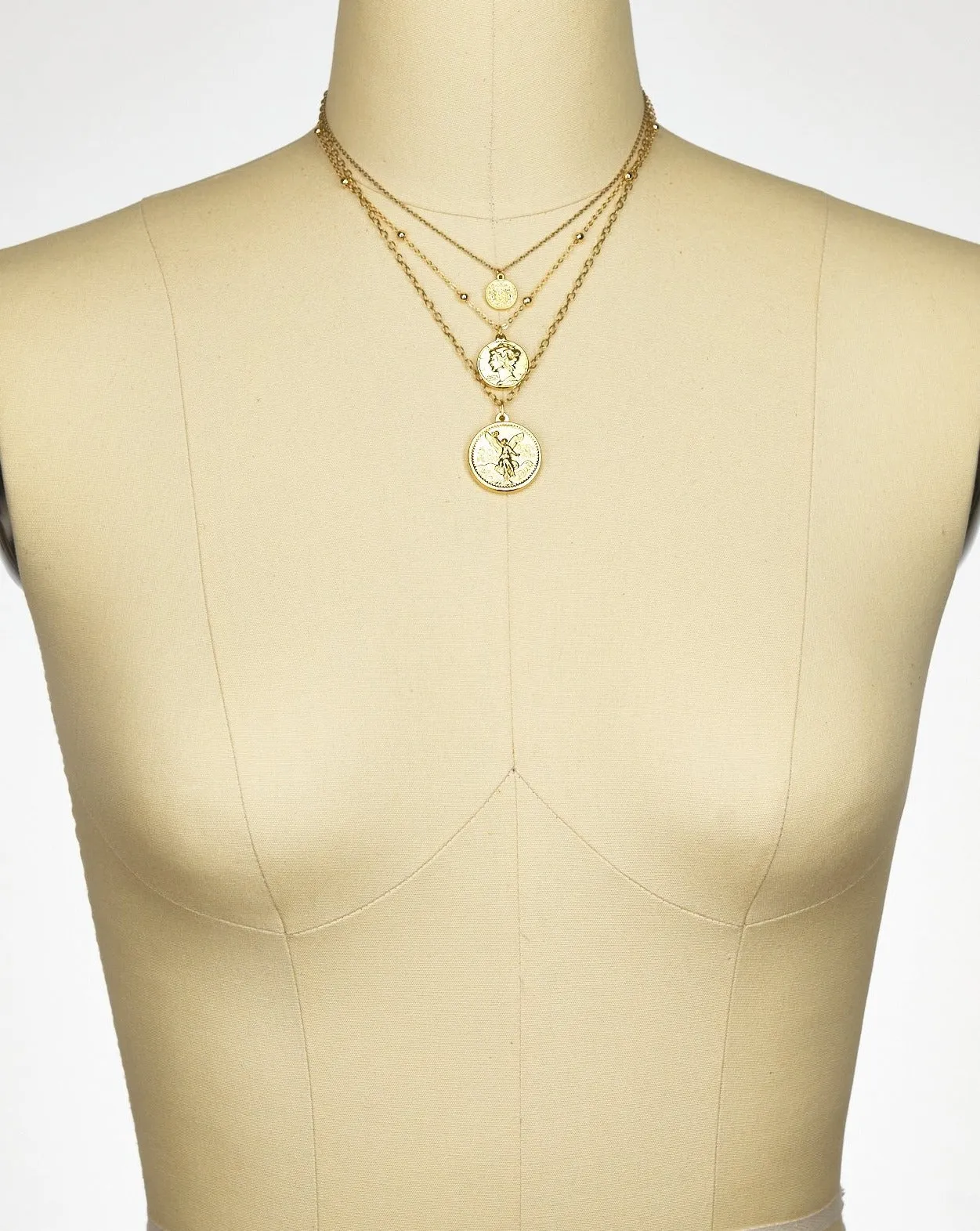 Eleanor Triple Coin Pendant Necklace