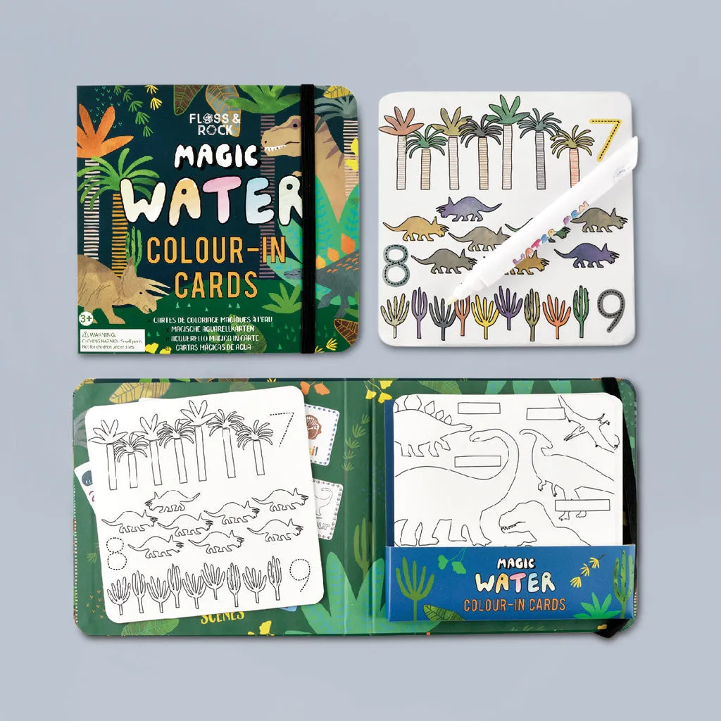 Floss & Rock Magic Colour-In Cards and Magnetic Play Scenes, Dinosaur