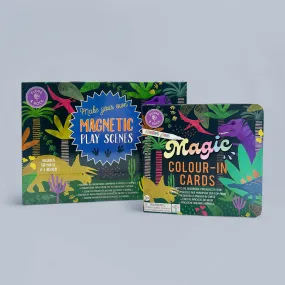 Floss & Rock Magic Colour-In Cards and Magnetic Play Scenes, Dinosaur