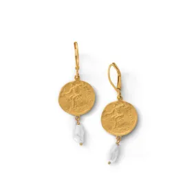 Grecian Earring, Biwa Pearl, Gold