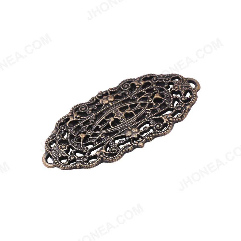 Intricate Cutwork Antique Brass Frame Buckle Accessory