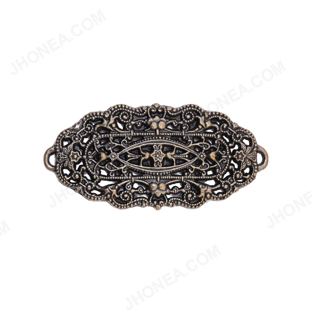 Intricate Cutwork Antique Brass Frame Buckle Accessory