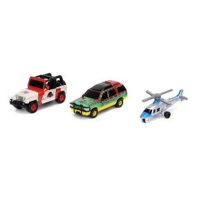 Jada Toys Set Nano Helicopter, 1992 Jeep Wrangler, 1992 Ford Explorer Jurassic World