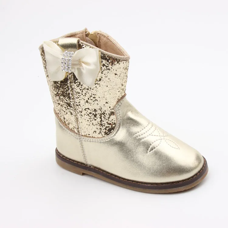 Kryssi Kouture Exclusive Gold Glitter Cowgirl Boot