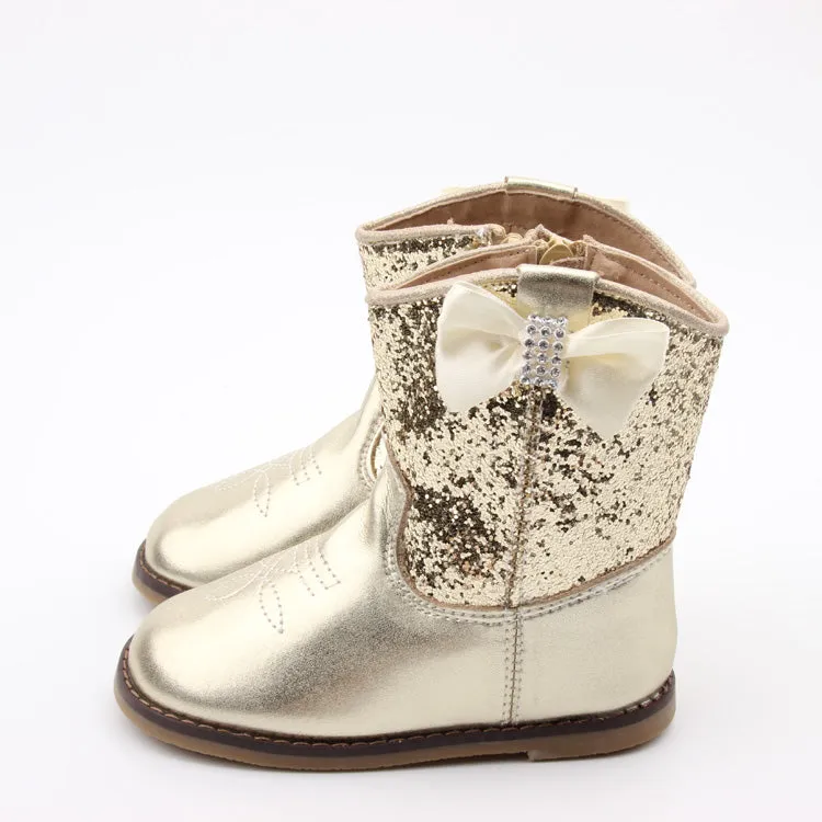 Kryssi Kouture Exclusive Gold Glitter Cowgirl Boot