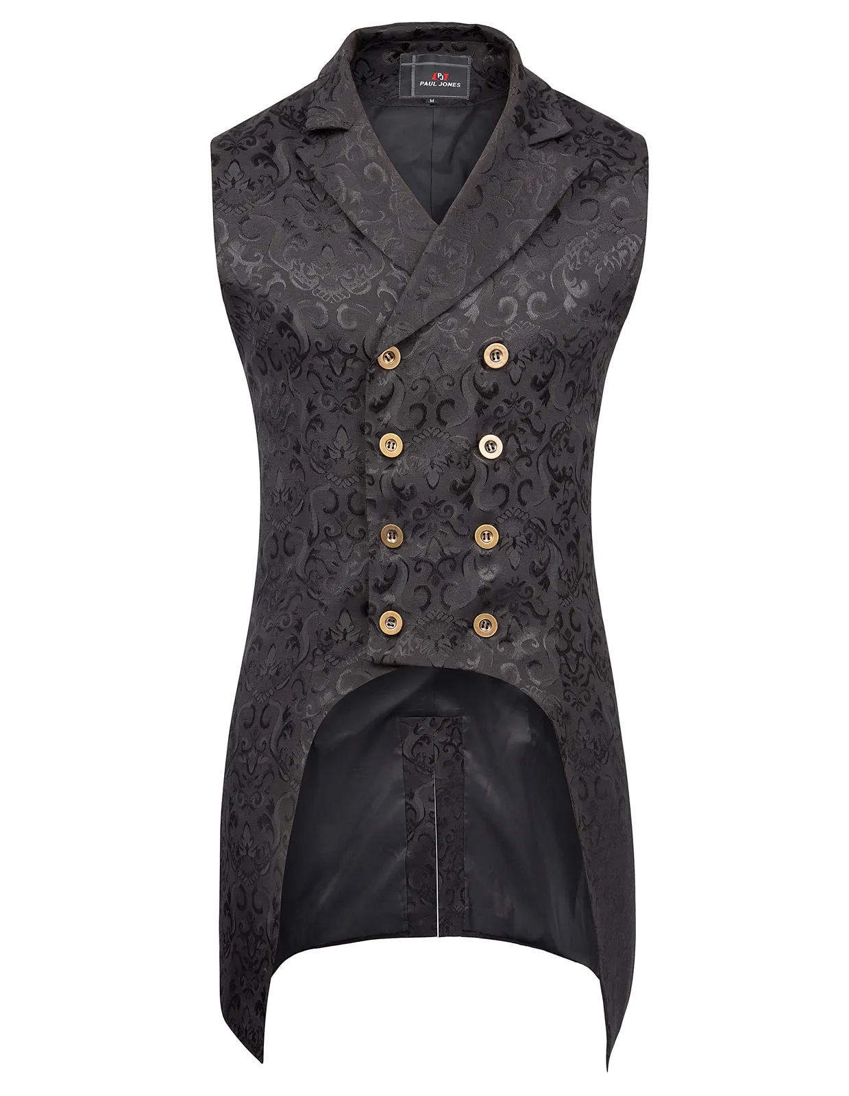 Mens Gothic Steampunk Double Breasted Vest Brocade Waistcoat