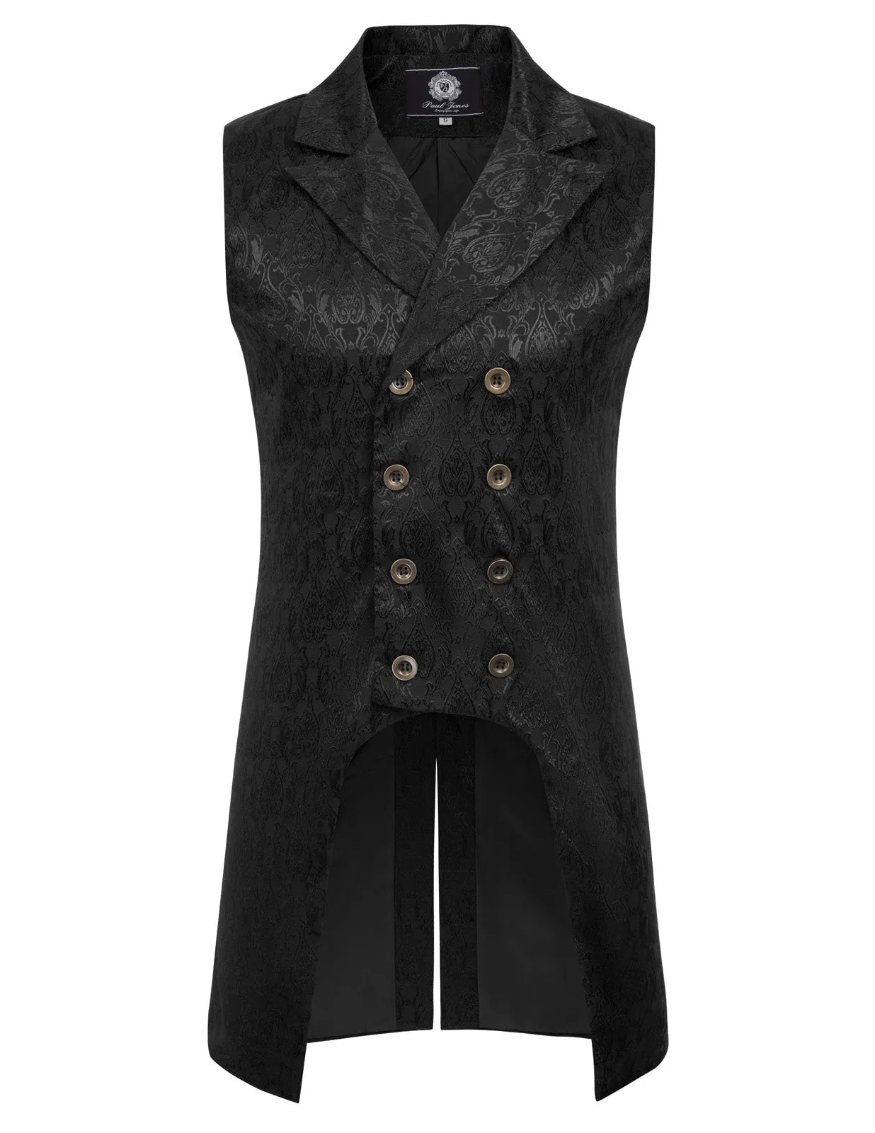 Mens Gothic Steampunk Double Breasted Vest Brocade Waistcoat