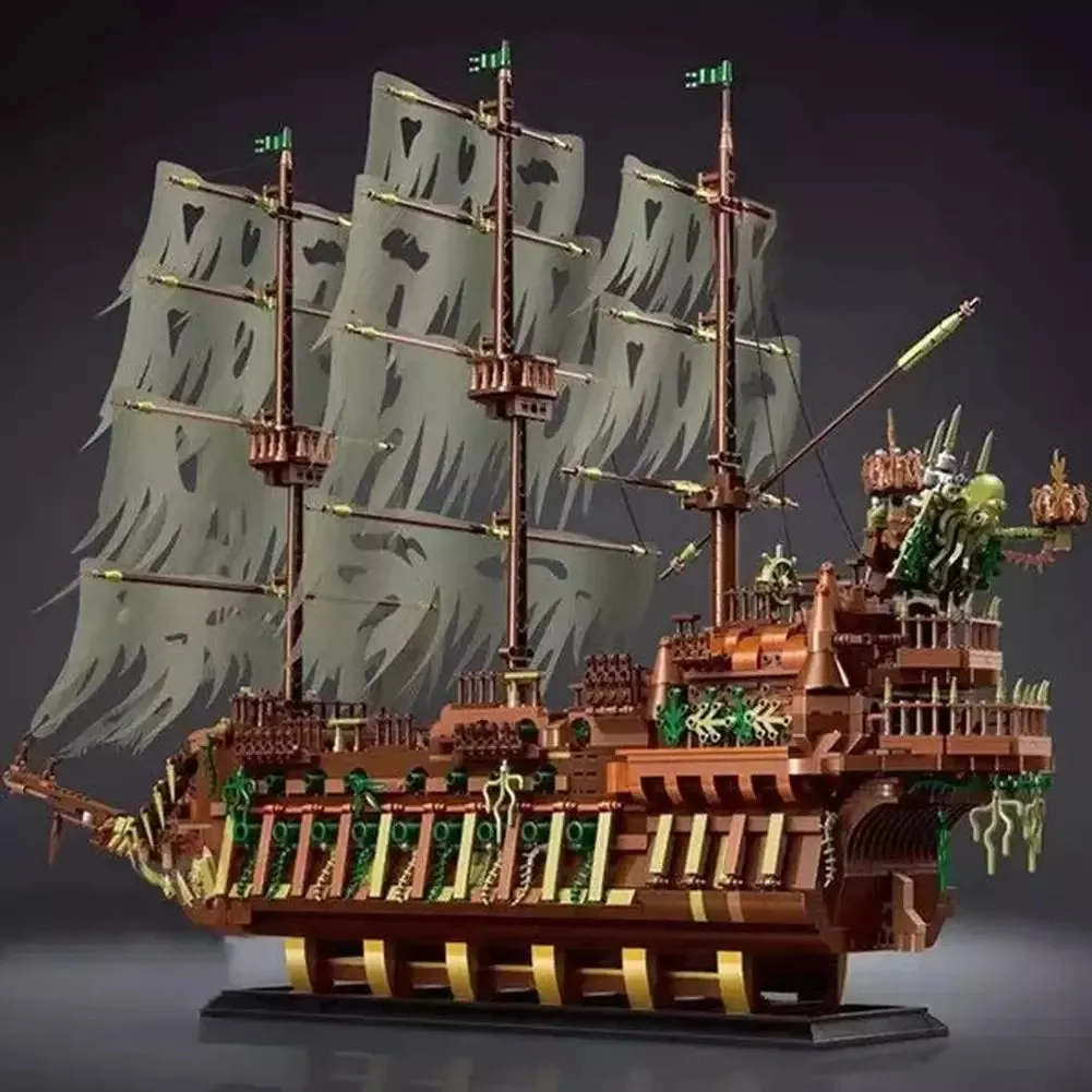 MOC  Compatible  3653 pcs caribbean pirate ship moc assembly ship model movie series flying dutch building block toy