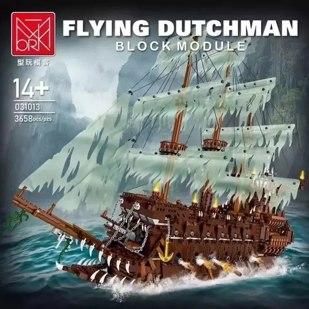 MOC  Compatible  3653 pcs caribbean pirate ship moc assembly ship model movie series flying dutch building block toy