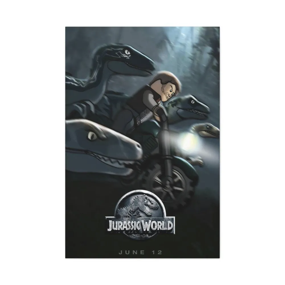 MOC  Compatible  Jurassic World  Movie Wall Art Canvas Art With Backing.