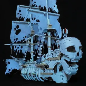 MOC  Compatible  Pirate Boat Skull's Eye Schooner Ship Building Blocks Set Terrible Skeleton Sailboat Bricks Model Toy For