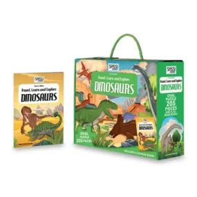 Sassi Travel, Learn and Explore - Puzzle and Book Set - Dinosaurs, 205 pcs