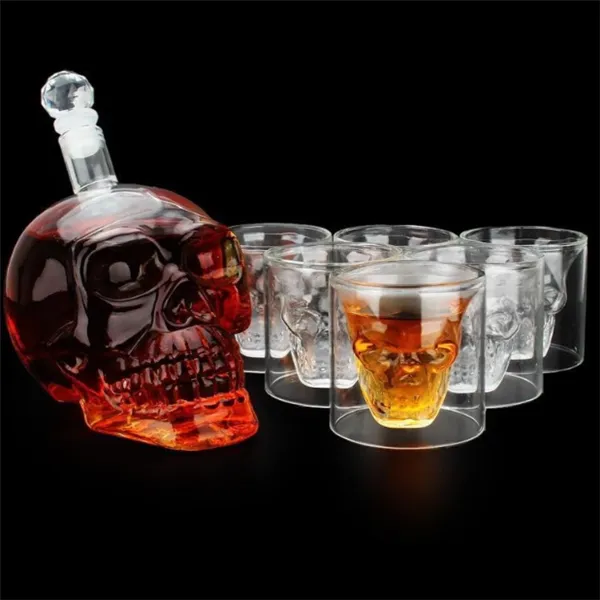 Skull Wine or Vodka Creative Glass Bottle Single Decanter or sets 350ML 550ML 1000ML