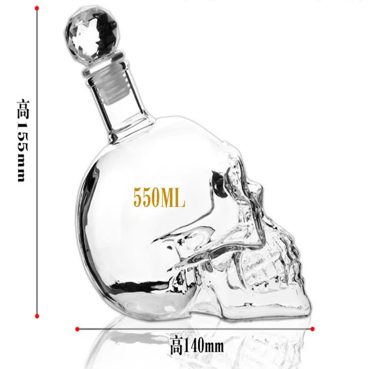 Skull Wine or Vodka Creative Glass Bottle Single Decanter or sets 350ML 550ML 1000ML