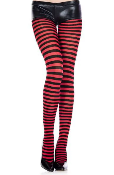 Striped Tights in Black and Red